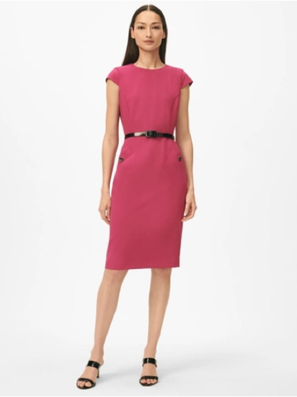 Brooks Brothers Magenta Sheath Dress with Black Belt